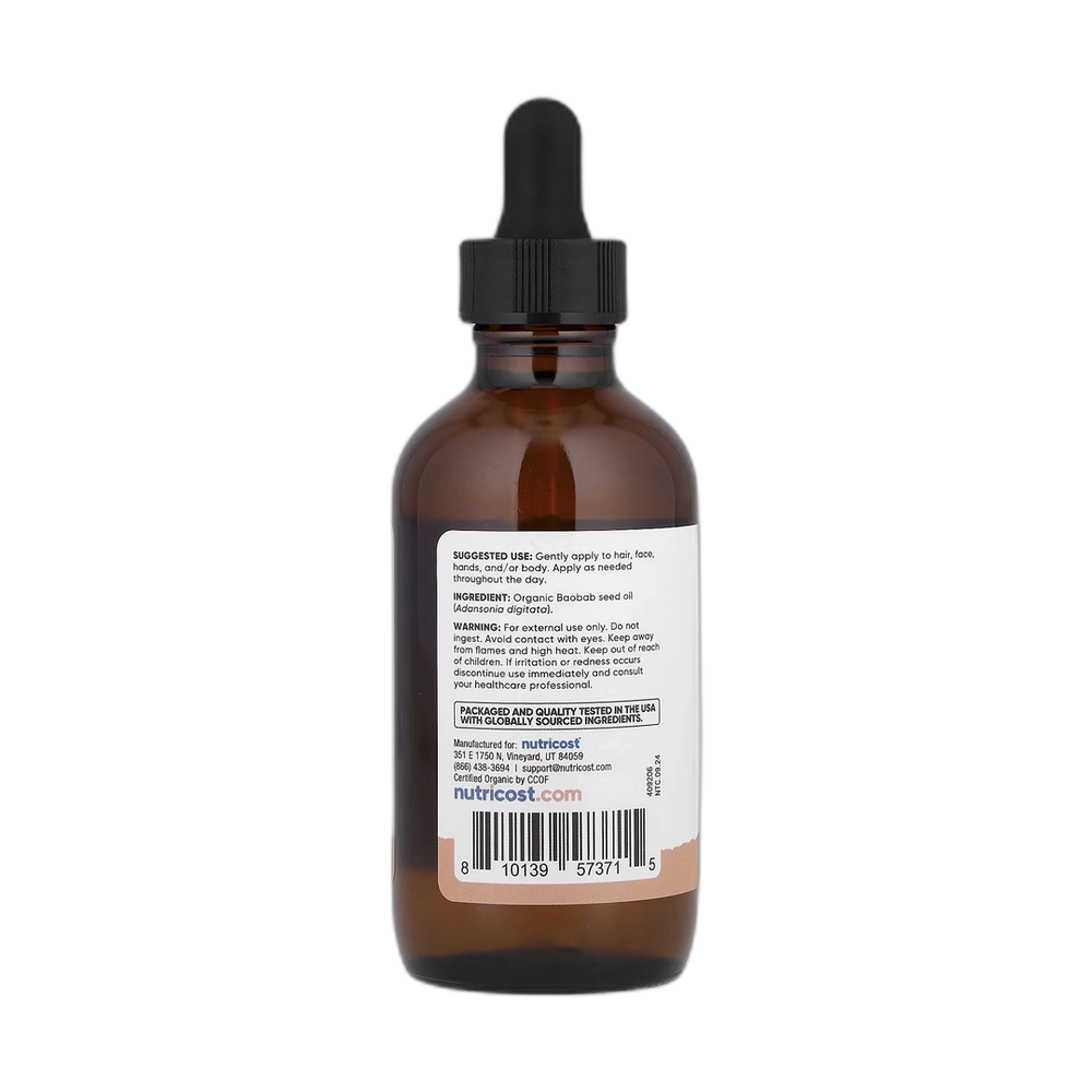 Nutricost, Essentials, Organic Baobab Oil, 4 fl oz, 118 ml