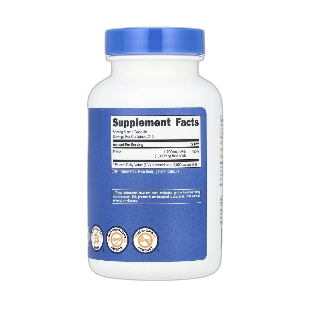 Nutricost, Folic Acid, 1,000 mcg, 240 Capsules