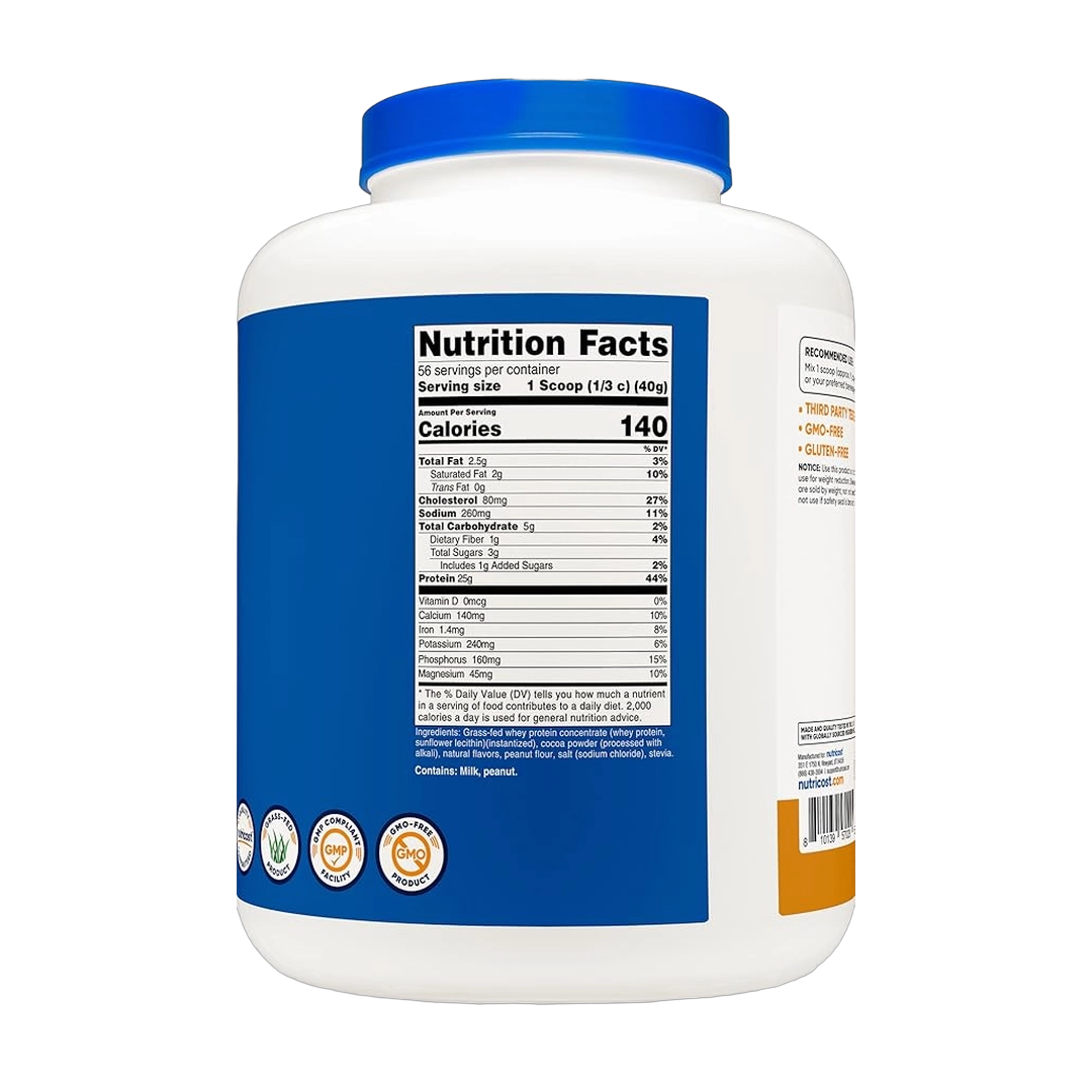 Nutricost, Grass-Fed Whey Protein, Chocolate Peanut Butter, 5 lb, 2,268 g