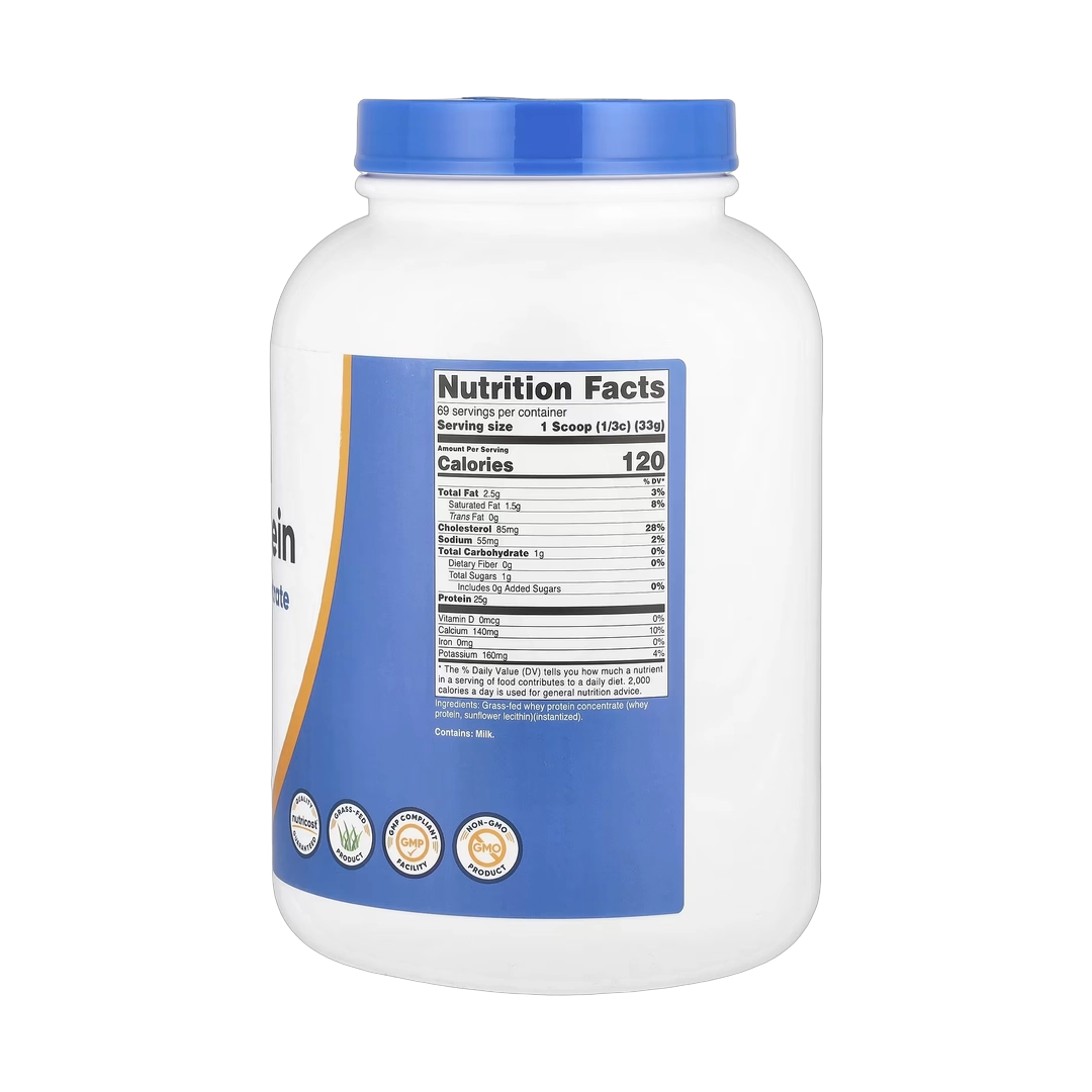 Nutricost, Grass-Fed Whey Protein Concentrate, Unflavored, 5 lb, 2,268 g