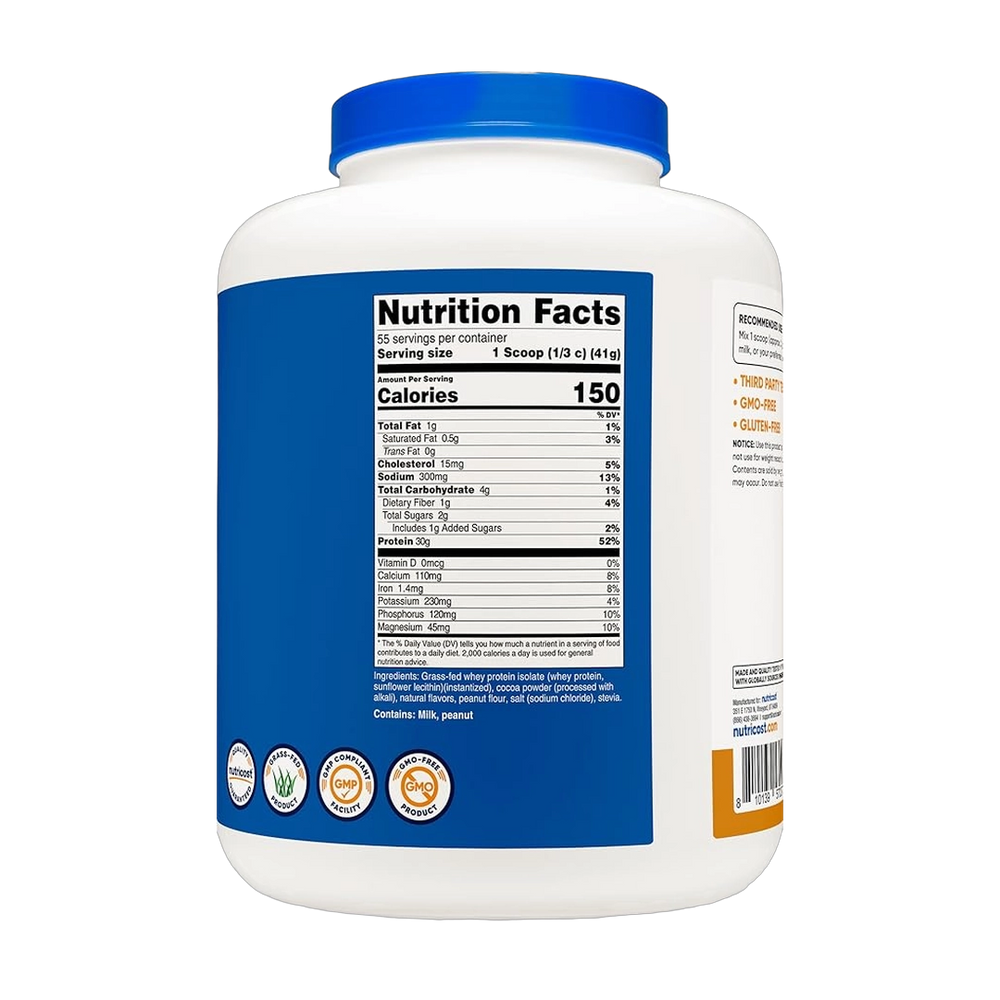 Nutricost, Grass-Fed Whey Protein Isolate, Chocolate Peanut Butter, 5 lb, 2,268 g