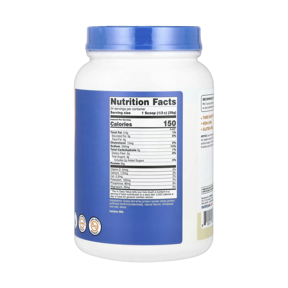 Nutricost, Grass-Fed Whey Protein Isolate, Vanilla, 2 lb, 907 g
