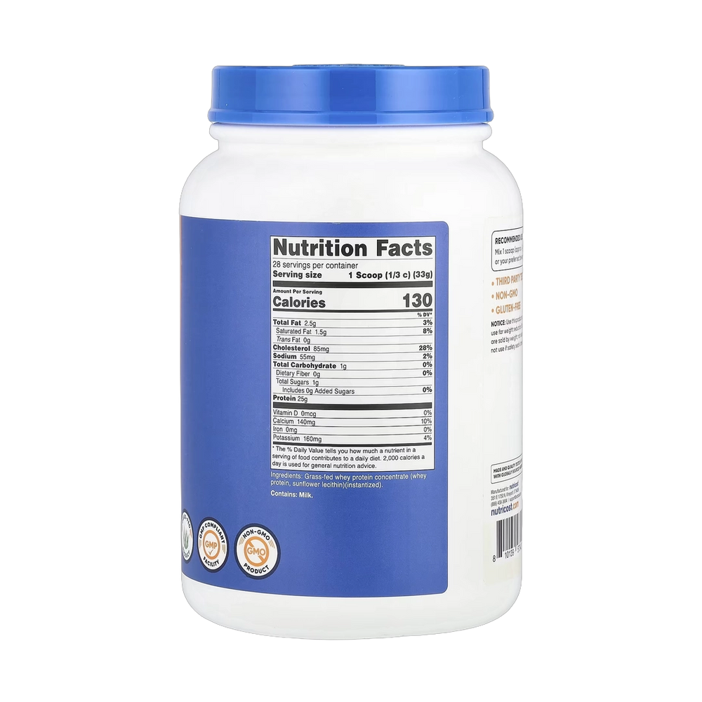Nutricost, Grass-Fed Whey Protein, Unflavored , 2 lb, 907 g