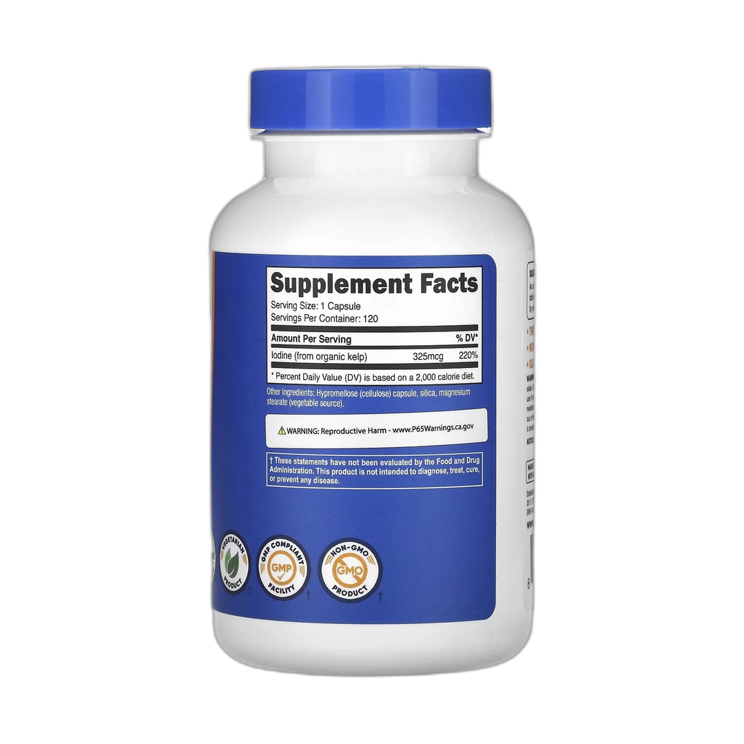 Nutricost, Iodine, 325 mcg, 120 Capsules