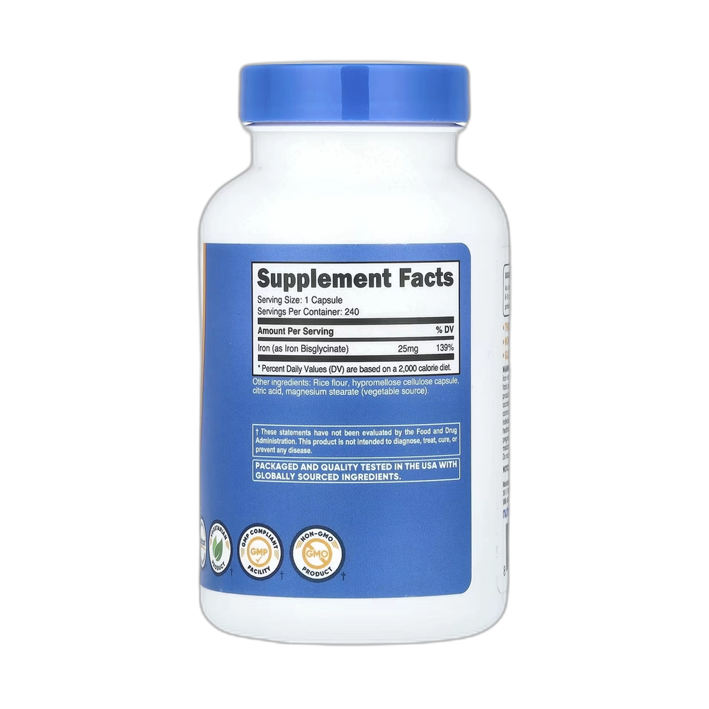 Nutricost, Iron, 25 mg , 240 Capsules