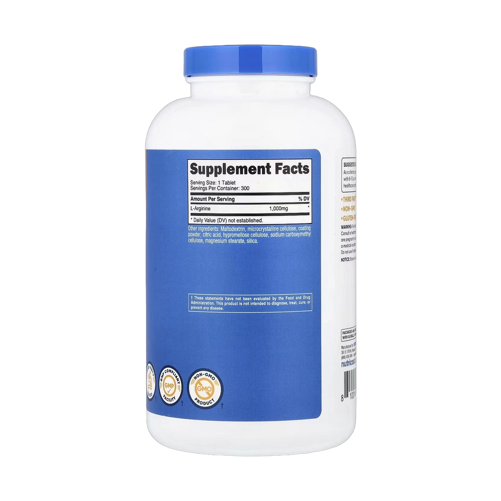 Nutricost, L-Arginine, 1,000 mg, 300 Tablets