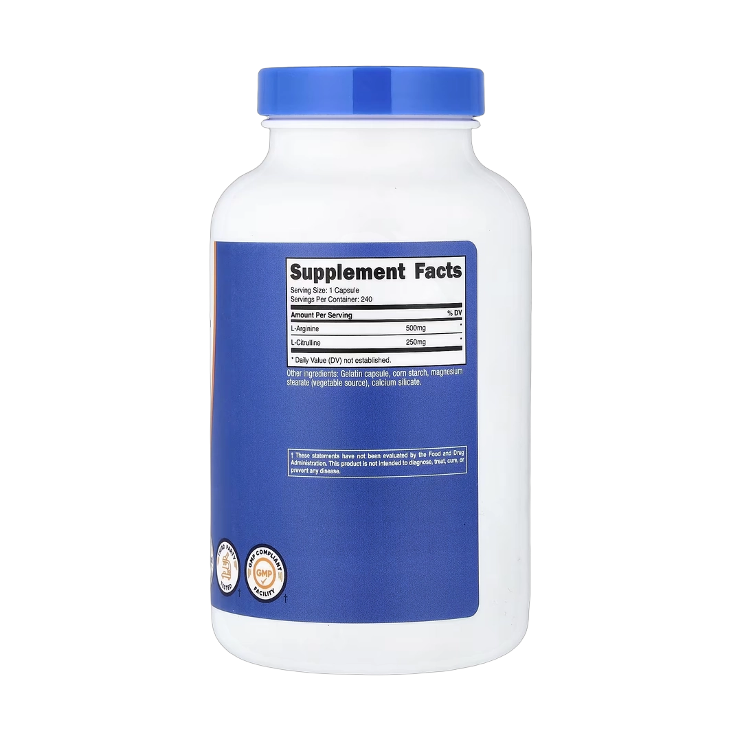 Nutricost, L-Arginine + L-Citrulline, 240 Capsules
