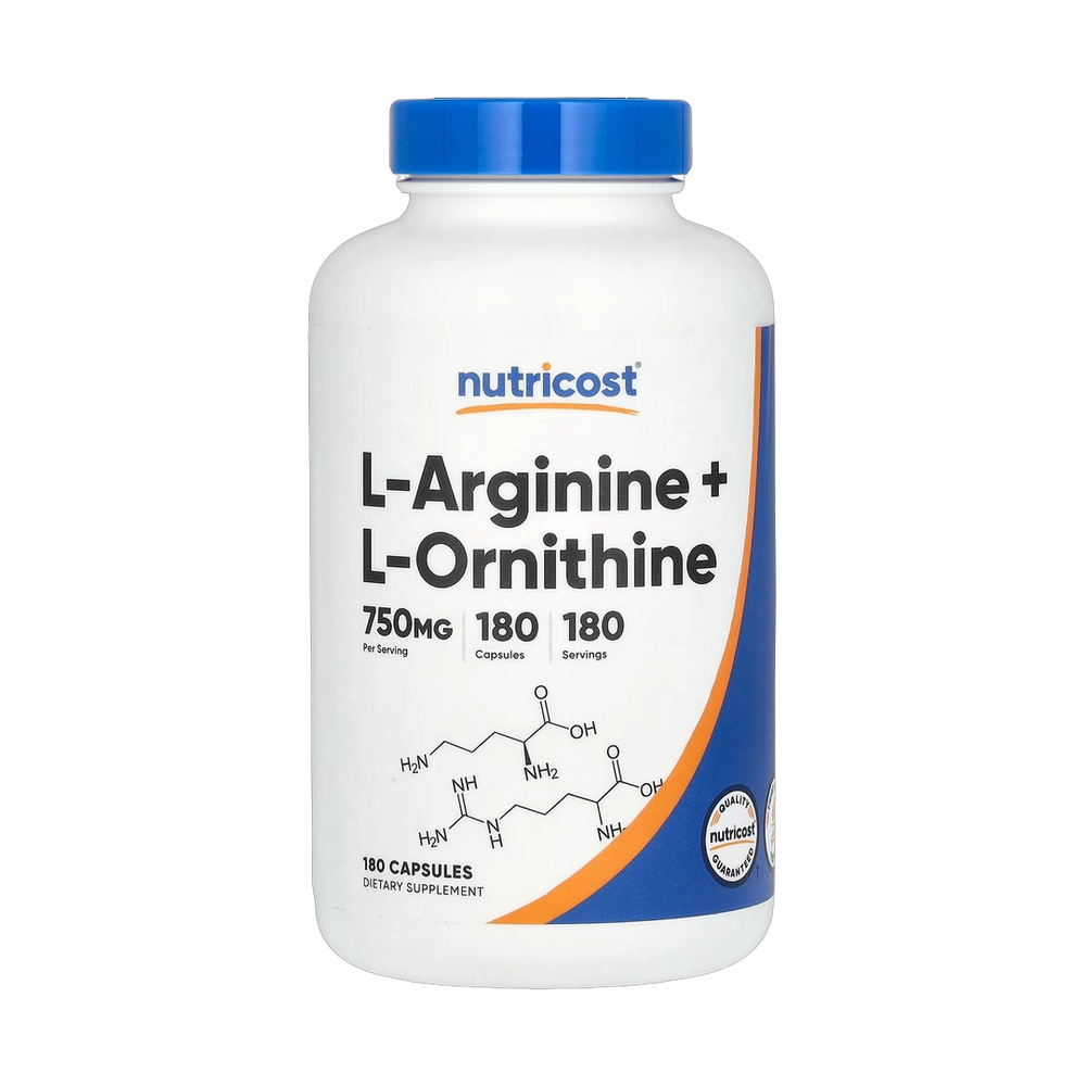 Nutricost, L-Arginine + L-Ornithine, 750 mg, 180 Capsules