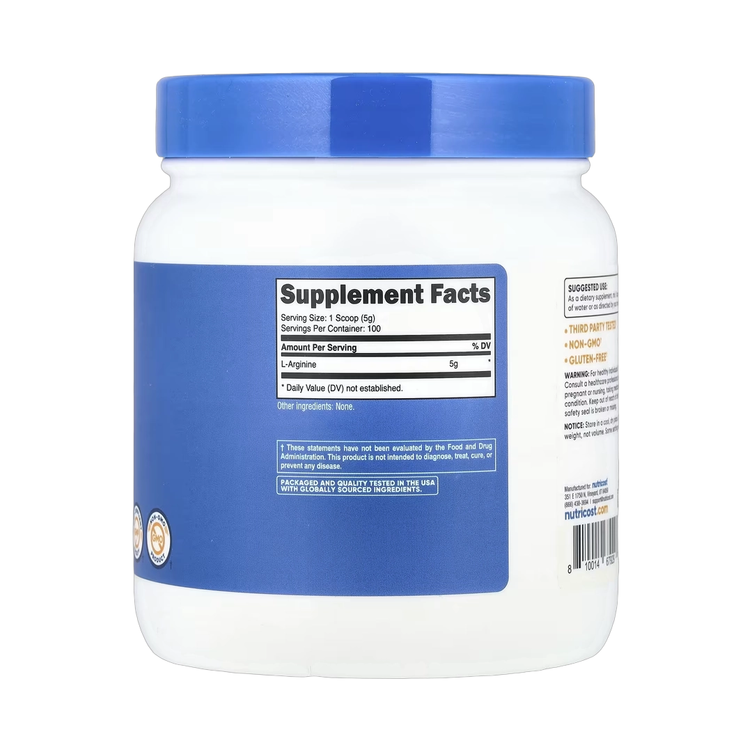 Nutricost, L-Arginine, Unflavored, 17.9 oz, 500 g