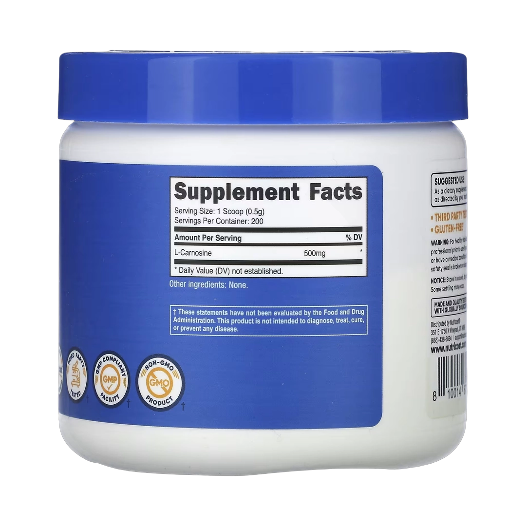 Nutricost, L-Carnosine, Unflavored, 3.5 oz, 100 g