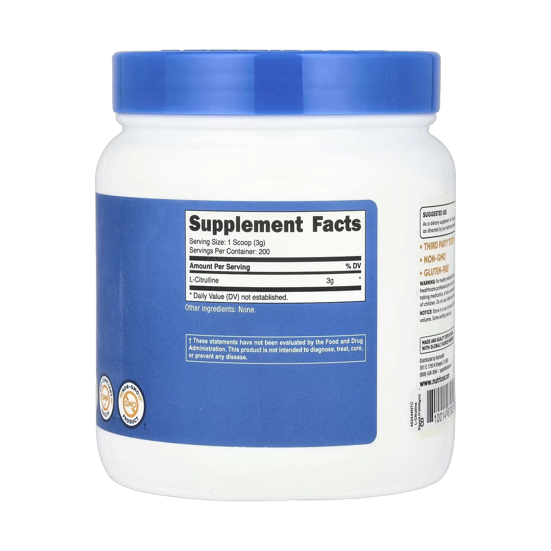 Nutricost, L-Citrulline, Unflavored , 1.3 lb, 600 g