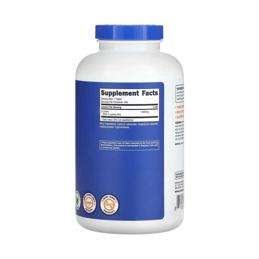 Nutricost, L-Lysine, 1,000 mg , 240 Tablets