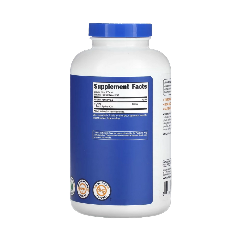 Nutricost, L-Lysine, 1,000 mg , 240 Tablets