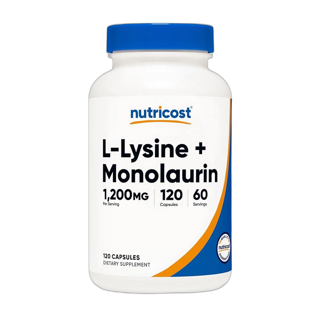 Nutricost L-Lysine + Monolaurin (1,200mg) 120 Capsules