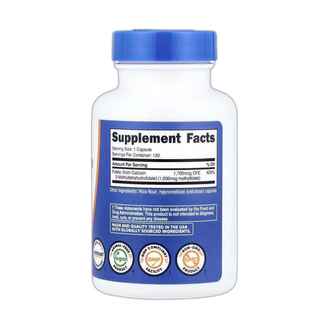 Nutricost, L-Methylfolate, 1,000 mcg, 120 Capsules