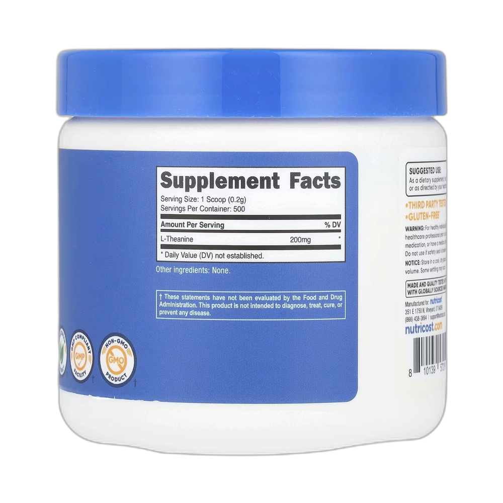 Nutricost, L-Theanine, Unflavored, 3.6 oz, 100 g