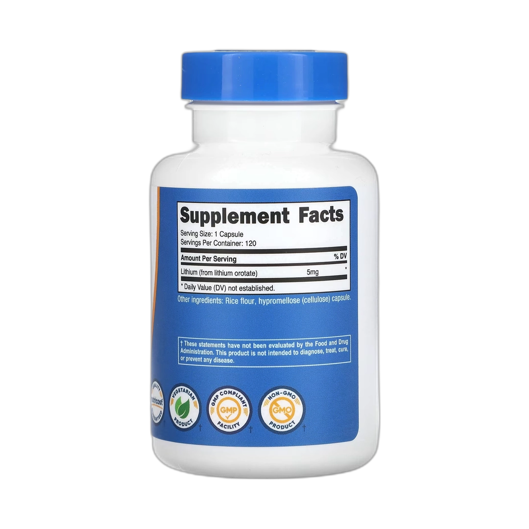 Nutricost, Lithium Orotate, 5 mg, 120 Capsules
