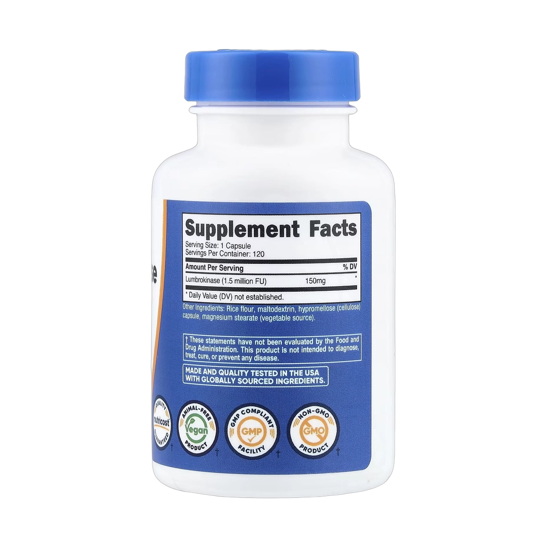 Nutricost, Lumbrokinase, 150 mg, 120 Capsules