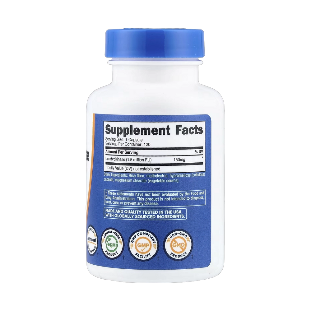 Nutricost, Lumbrokinase, 150 mg, 120 Capsules