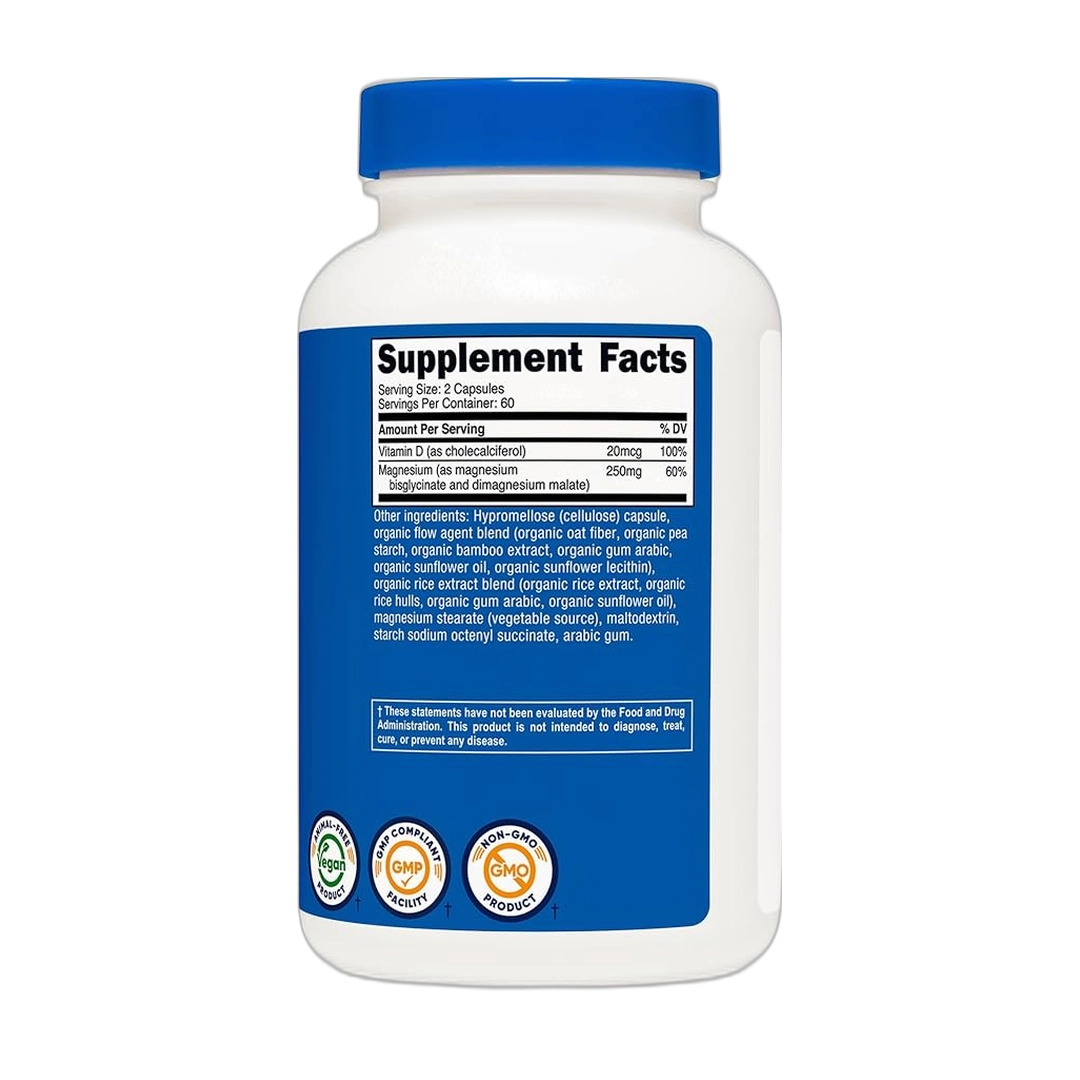Nutricost, Magnesium Glycinate + Malate, 250mg, 120 Capsules