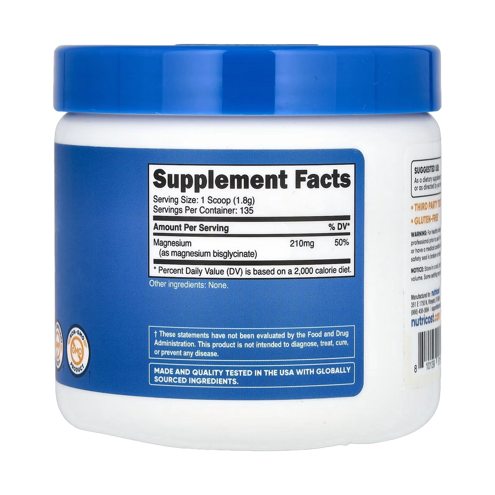 Nutricost, Magnesium Glycinate, Unflavored , 8.9 oz, 250 g