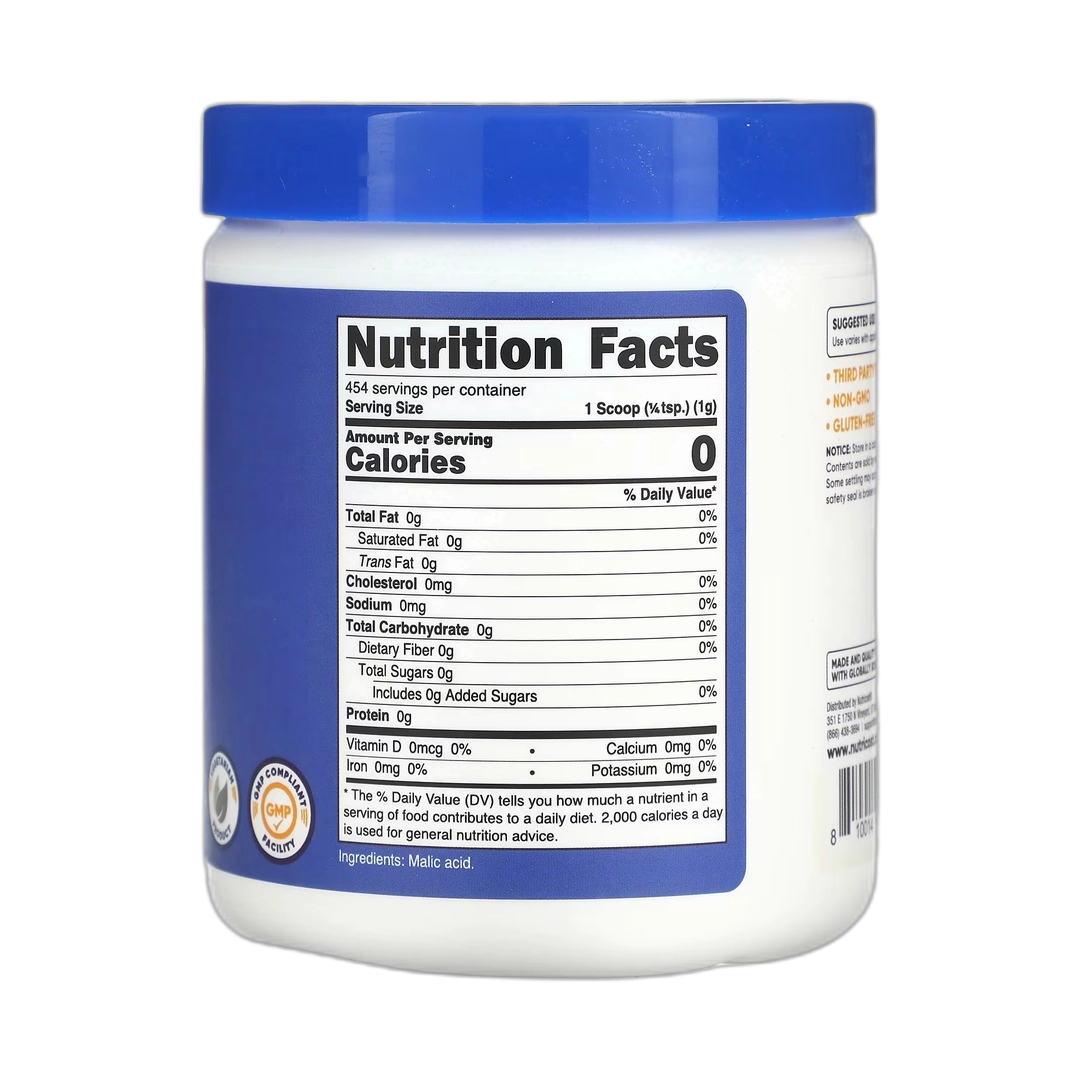 Nutricost, Malic Acid, Unflavored, 16 oz, 454 g