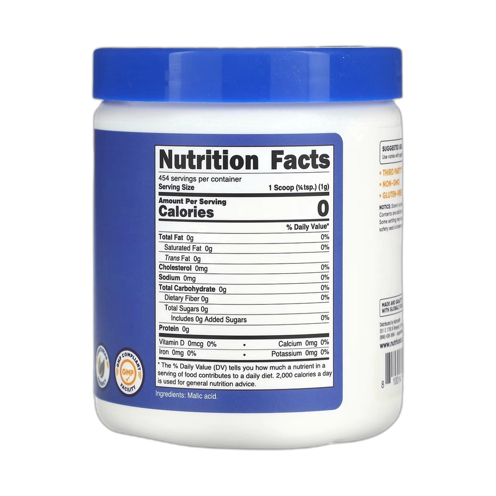 Nutricost, Malic Acid, Unflavored, 16 oz, 454 g