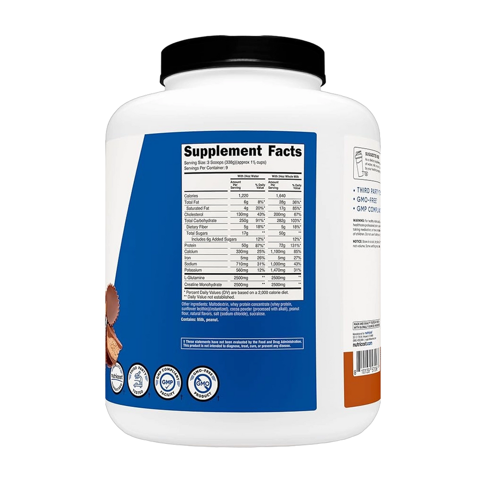 Nutricost, Mass Gainer, Chocolate Peanut Butter Flavor, 6.7 LBS