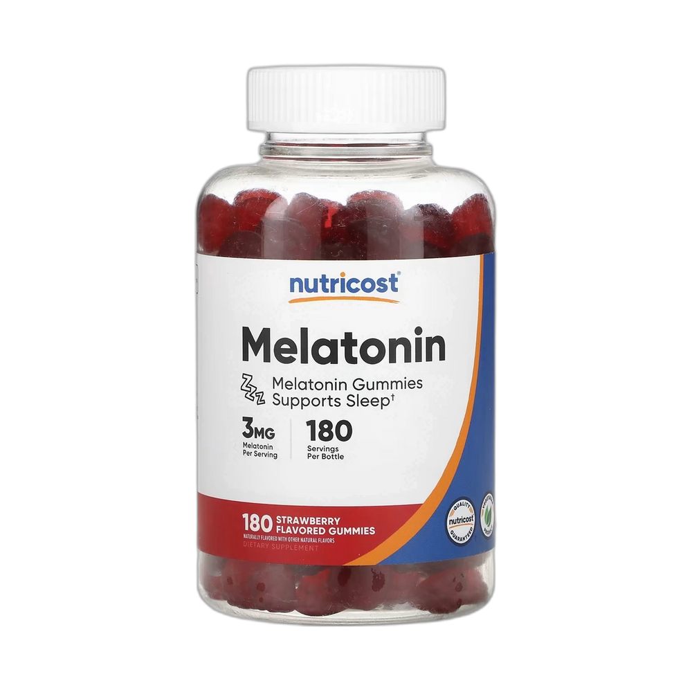 Nutricost, Melatonin Gummies, Strawberry, 3 mg, 180 Gummies