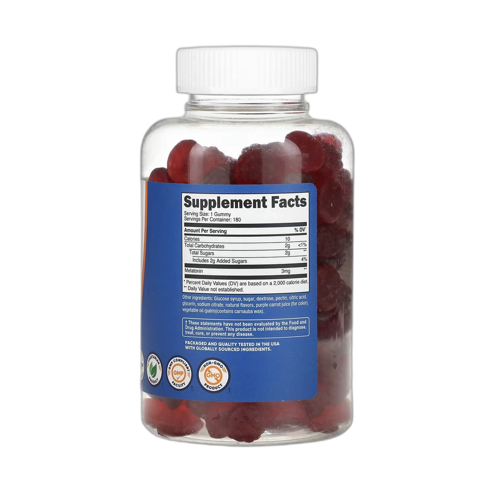 Nutricost, Melatonin Gummies, Strawberry, 3 mg, 180 Gummies