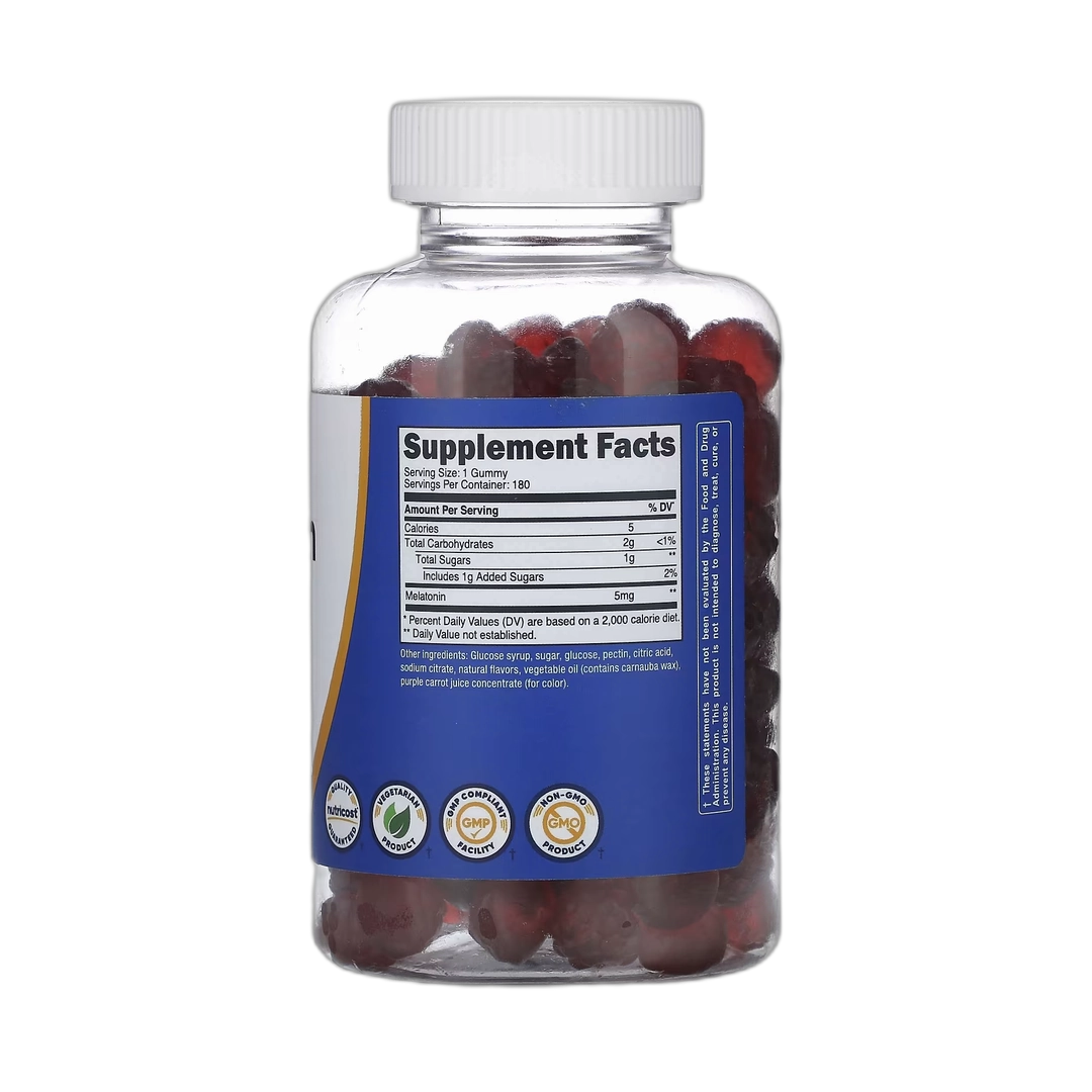 Nutricost, Melatonin, Strawberry, 5 mg, 180 Gummies