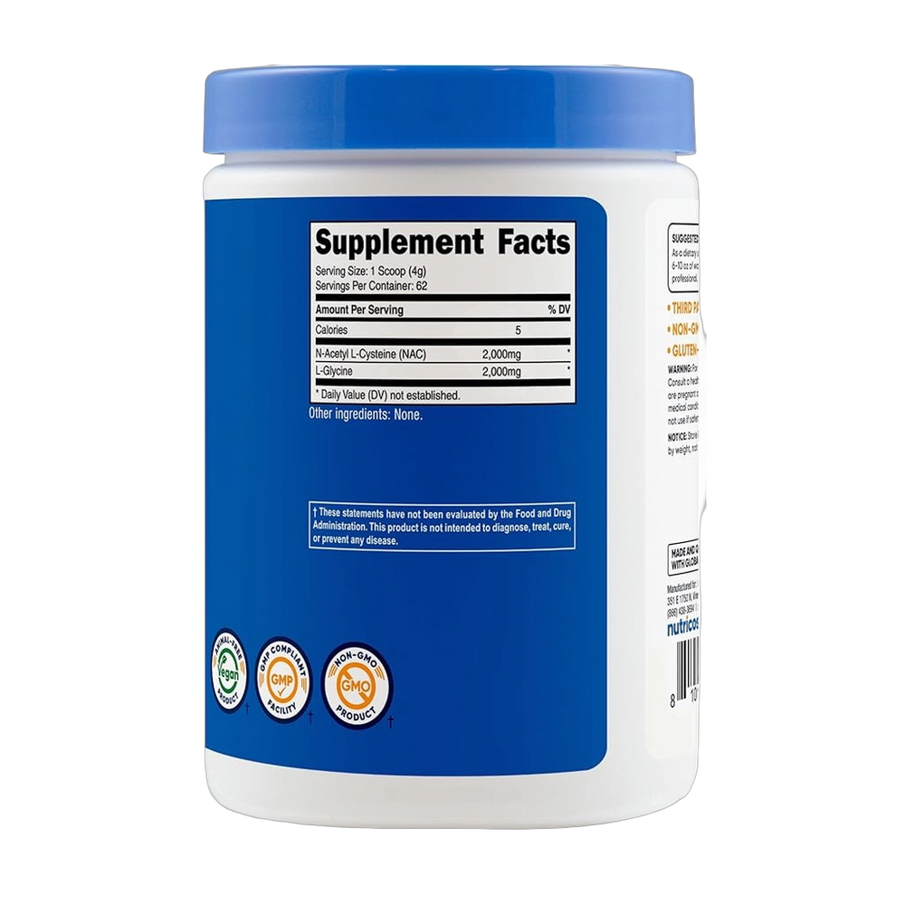 Nutricost, NAC + Glycine, 2,000 mg NAC, 2,000 mg Glycine, Unflavored, 8.9 oz, 250 g