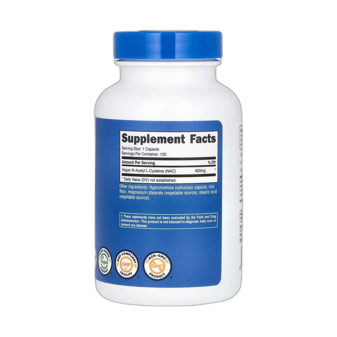 Nutricost, NAC, Vegan N-Acetyl L-Cysteine, 600 mg, 120 Capsules