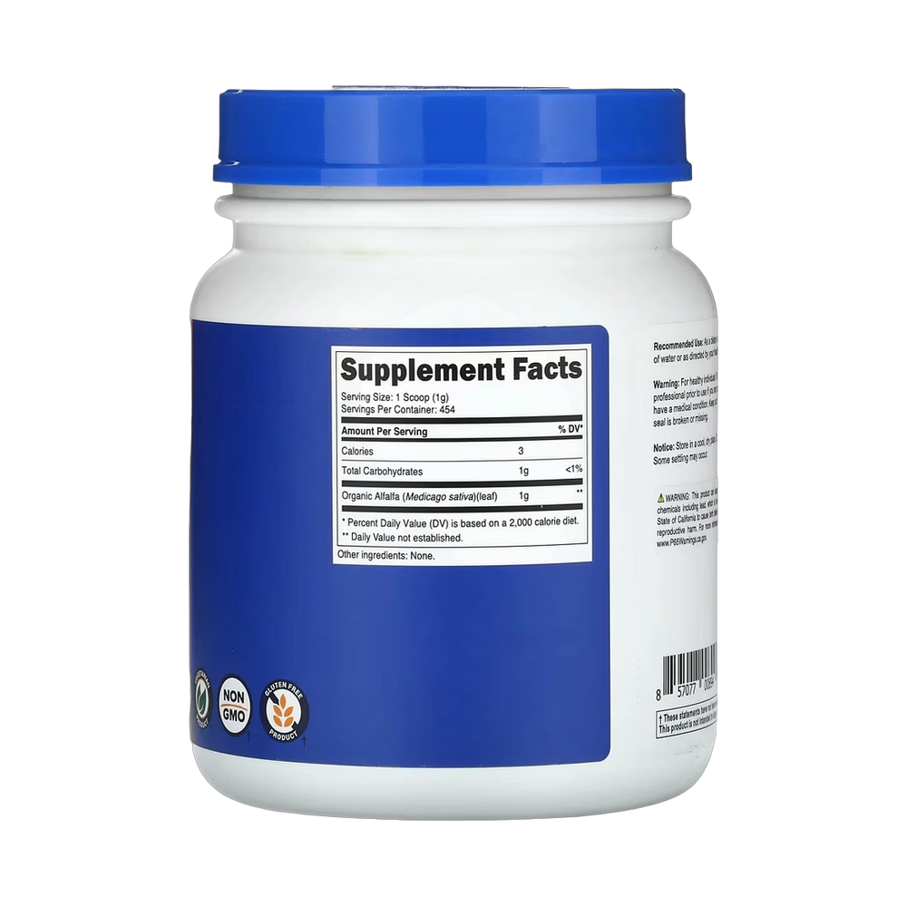 Nutricost, Organic Alfalfa Powder, Unflavored, 16 oz, 454 g