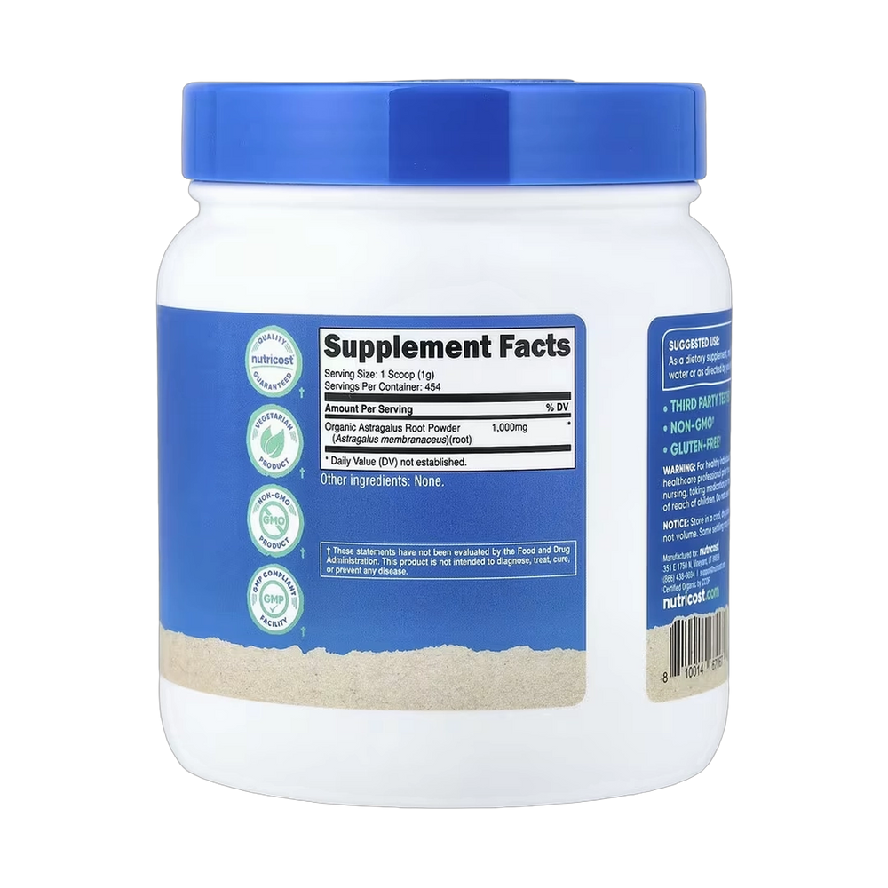 Nutricost, Organic Astragalus Root Powder, Unflavored, 16.2 oz, 454 g