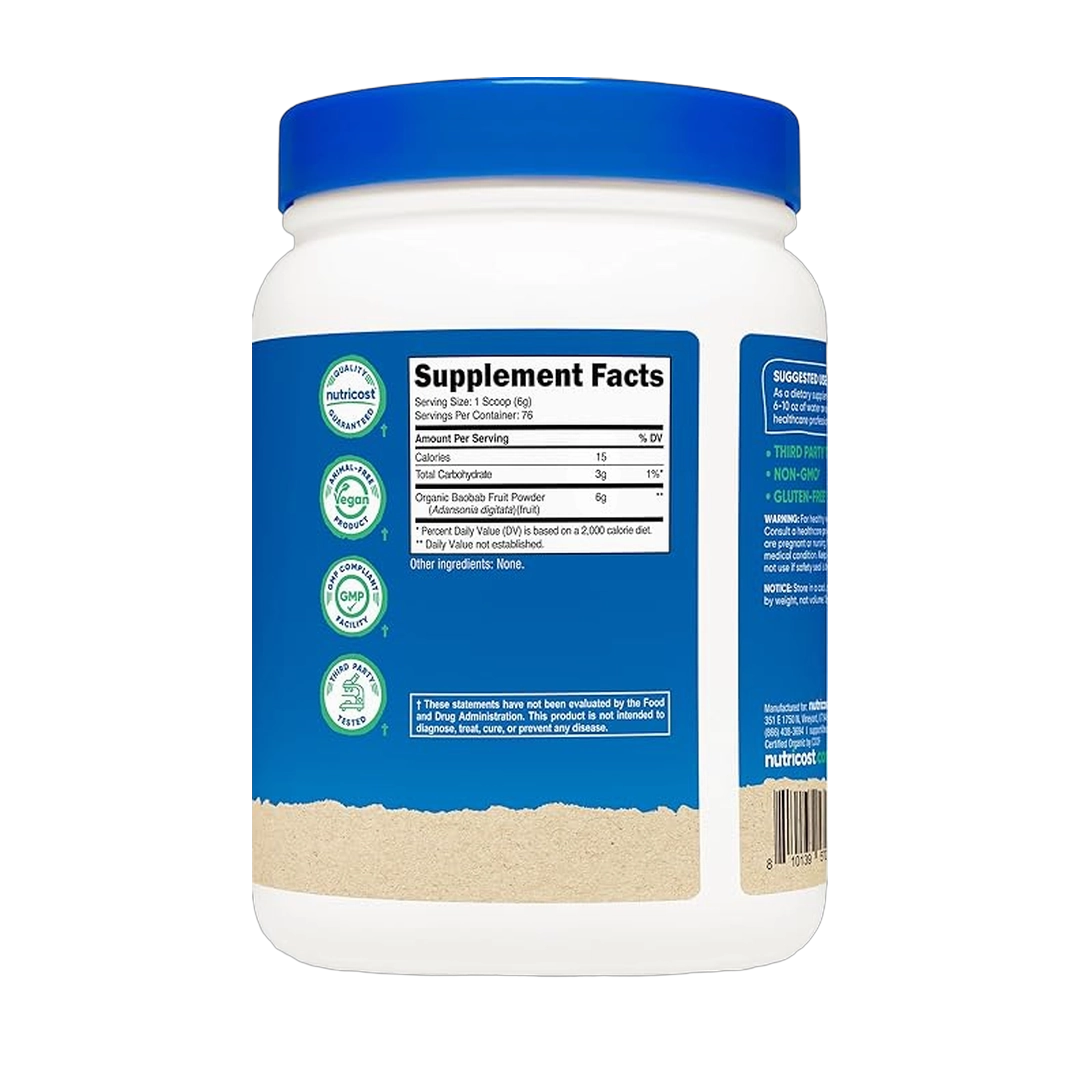 Nutricost, Organic Baobab Fruit Powder, Unflavored, 1 lb, 454 g