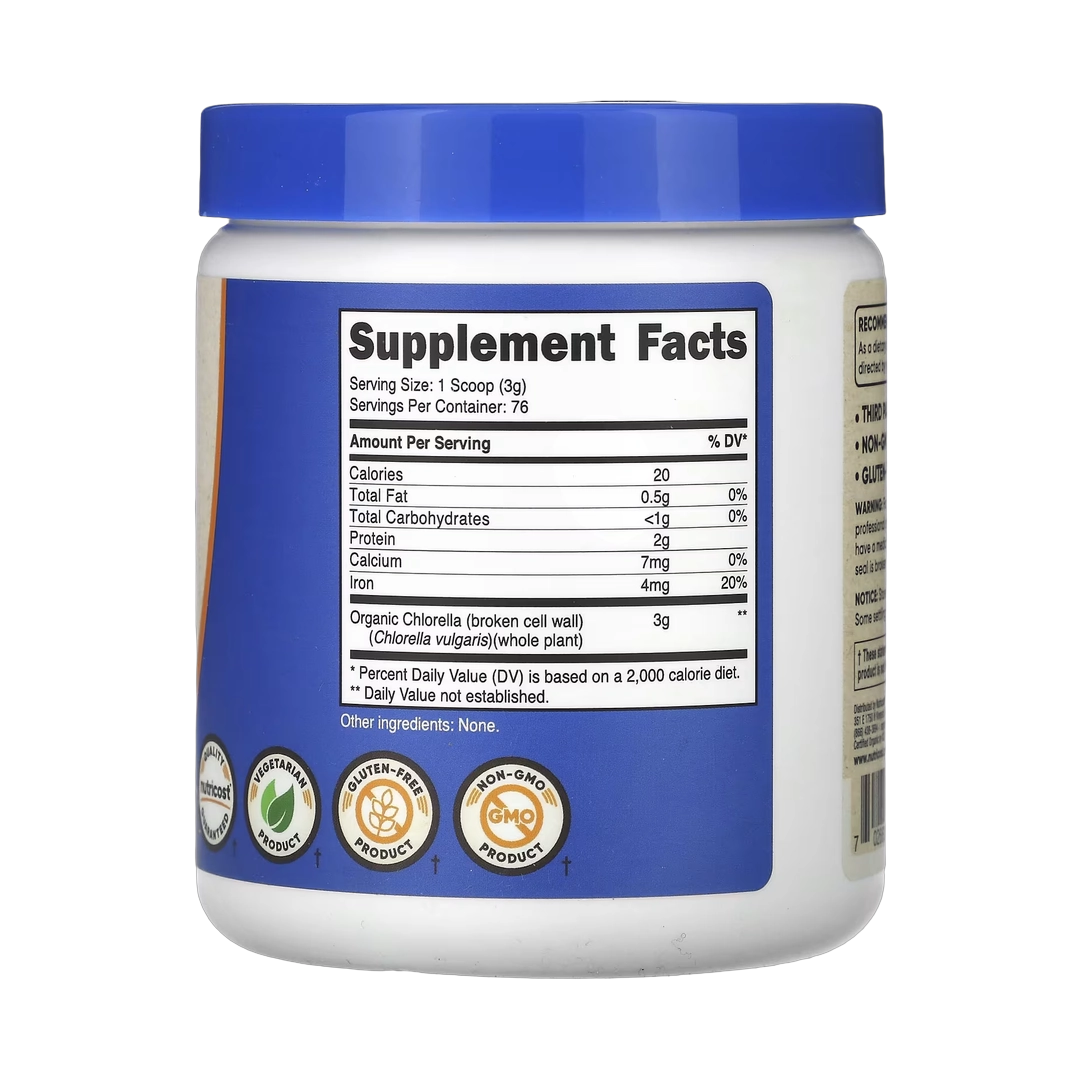 Nutricost, Organic Chlorella, Unflavored, 8 oz, 227 g