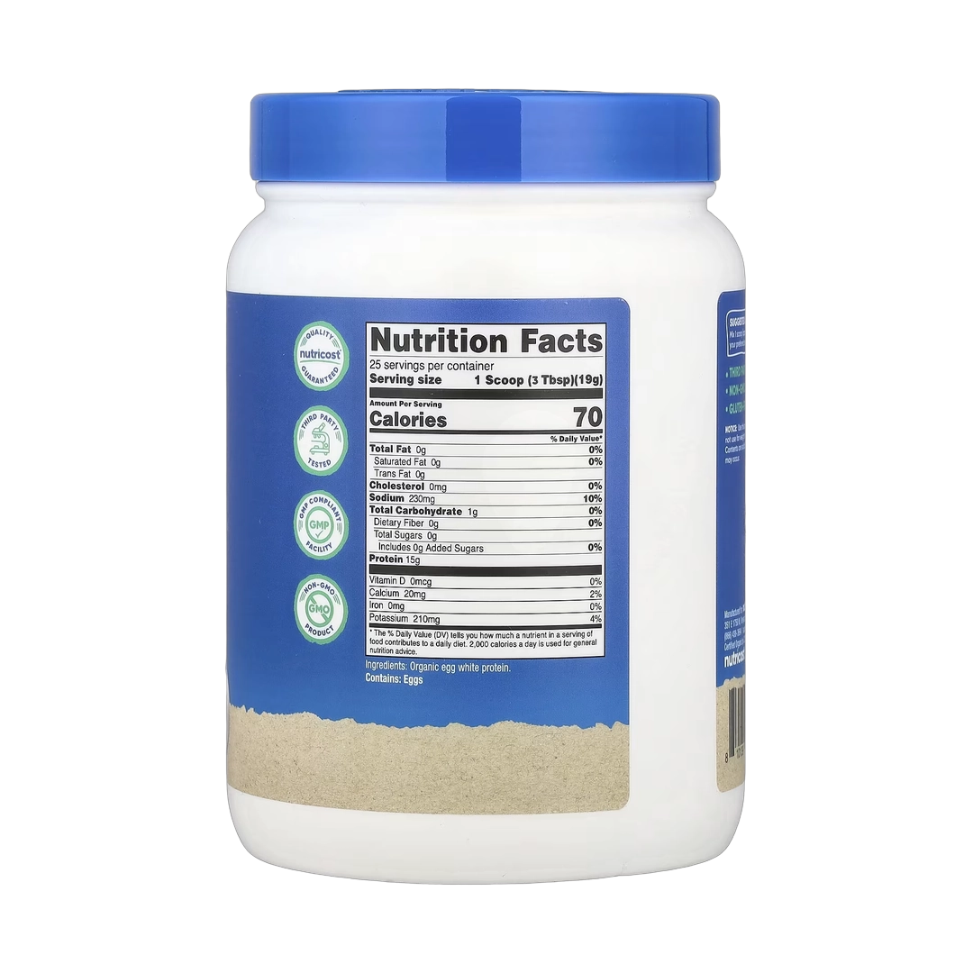 Nutricost, Organic Egg White Protein, Unflavored, 1 lb, 454 g