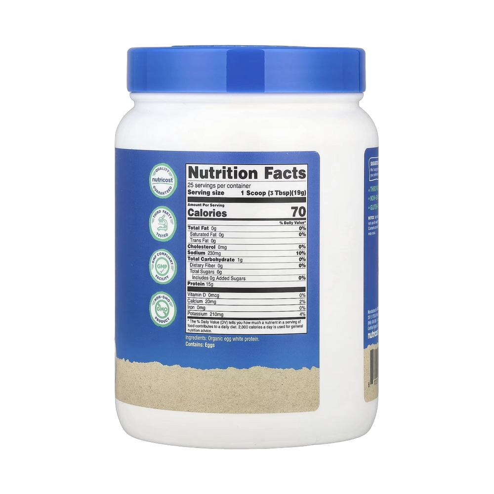 Nutricost, Organic Egg White Protein, Unflavored, 1 lb, 454 g