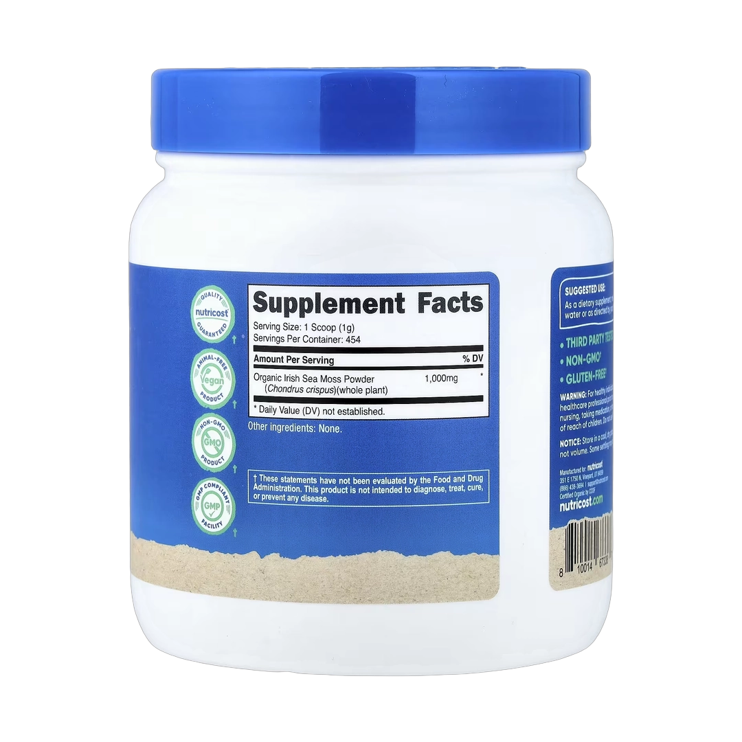 Nutricost, Organic Irish Sea Moss Powder, Unflavored, 16.2 oz, 454 g
