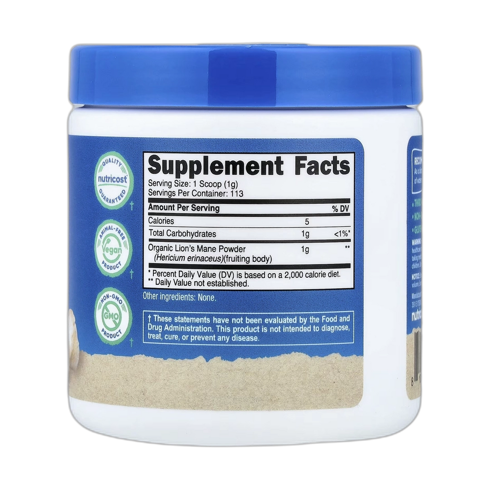 Nutricost, Organic Lion's Mane Mushroom, Unflavored, 4 oz, 113 g
