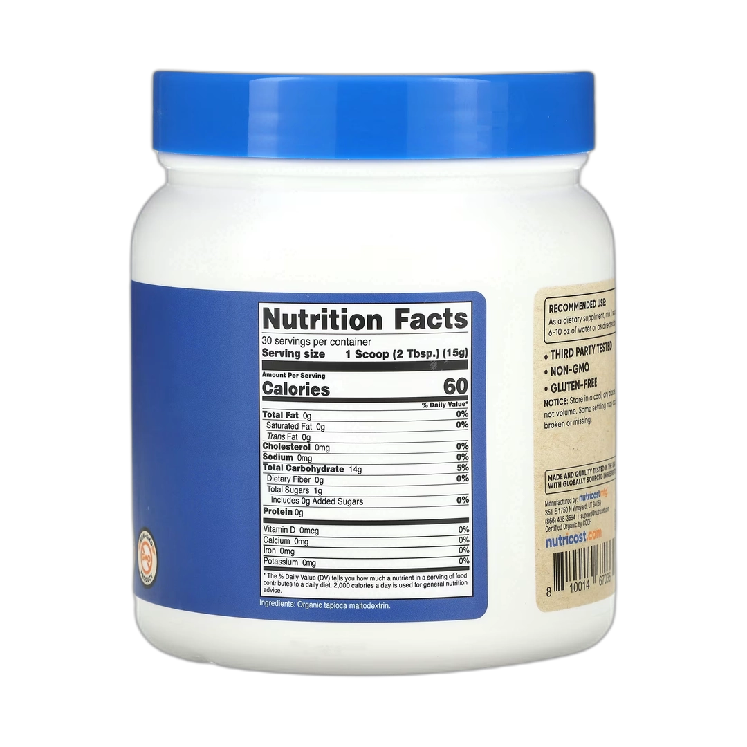 Nutricost, Organic Maltodextrin, Unflavored, 1 lb, 454 g