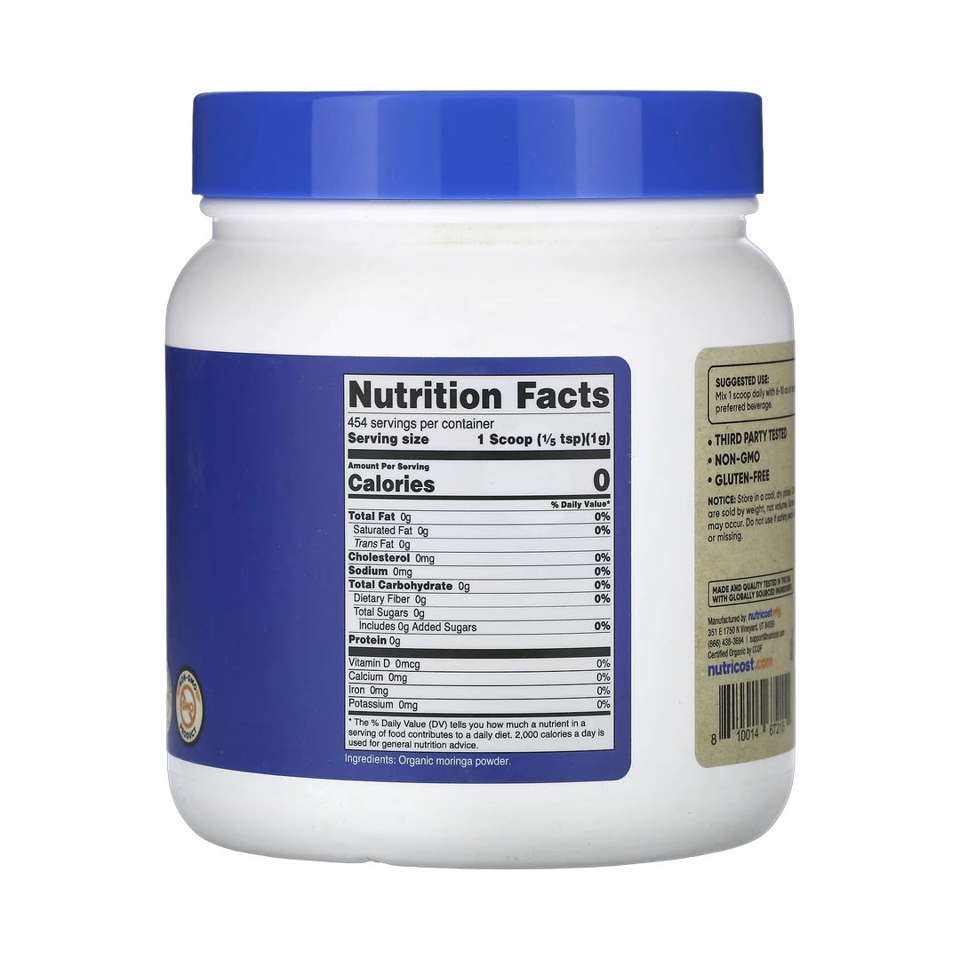 Nutricost, Organic Moringa, Unflavored, 16 oz, 454 g