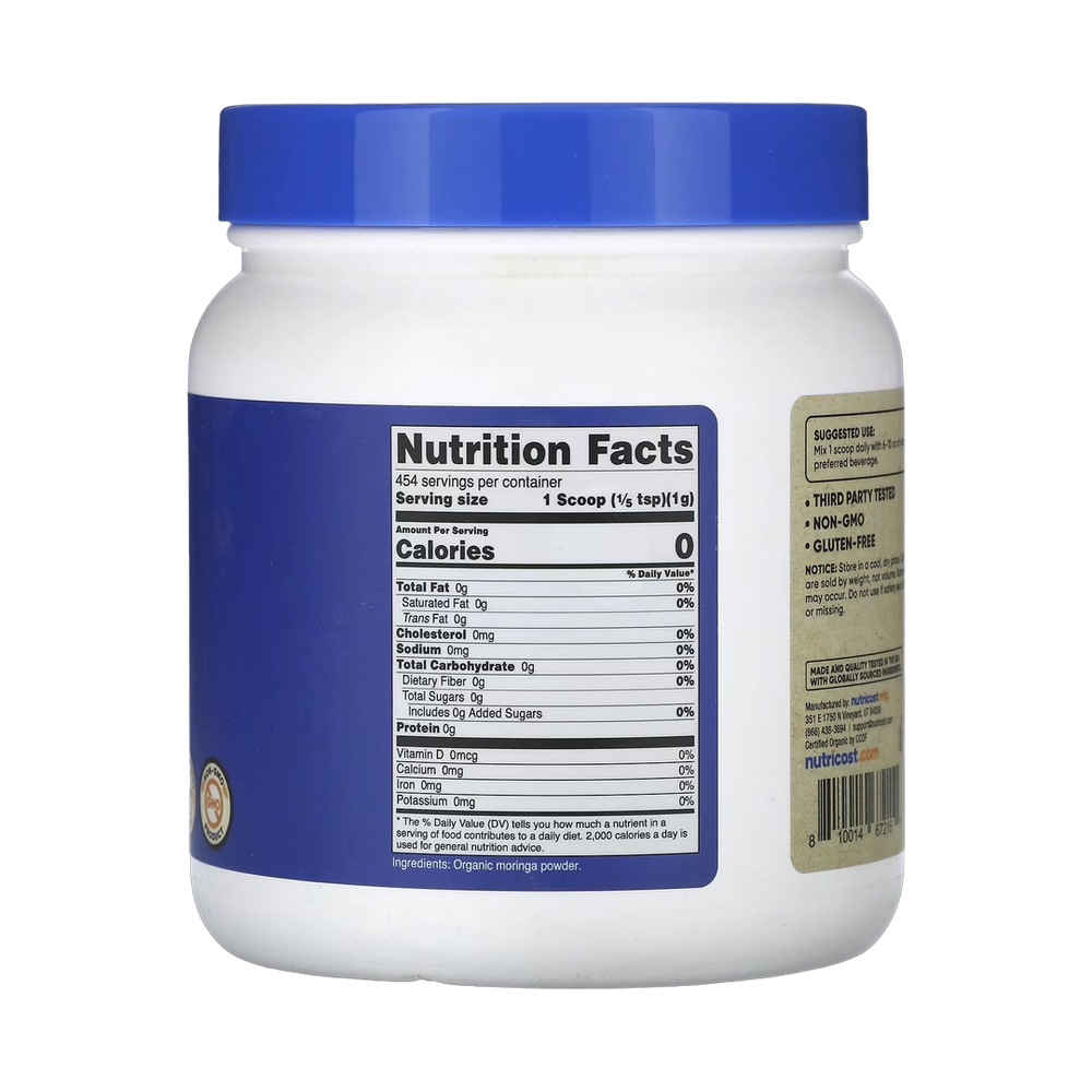 Nutricost, Organic Moringa, Unflavored, 16 oz, 454 g