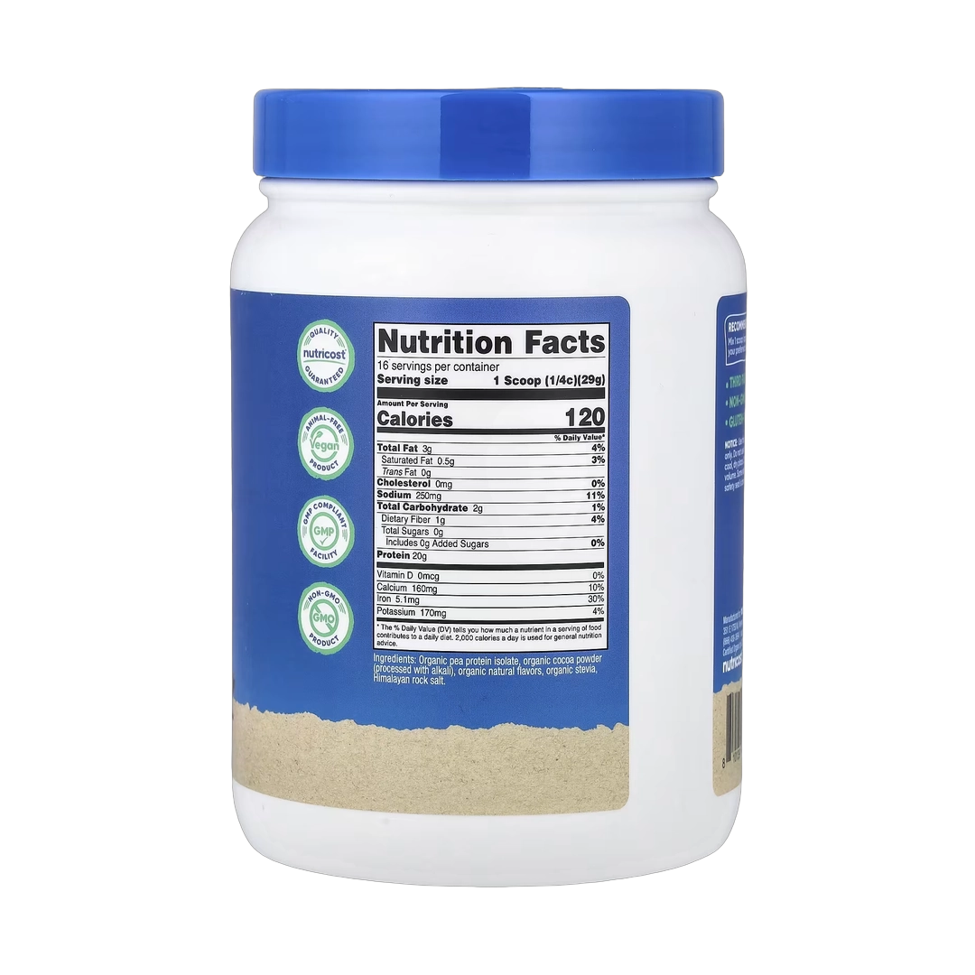 Nutricost, Organic Pea Protein, Chocolate, 1 lb, 454 g
