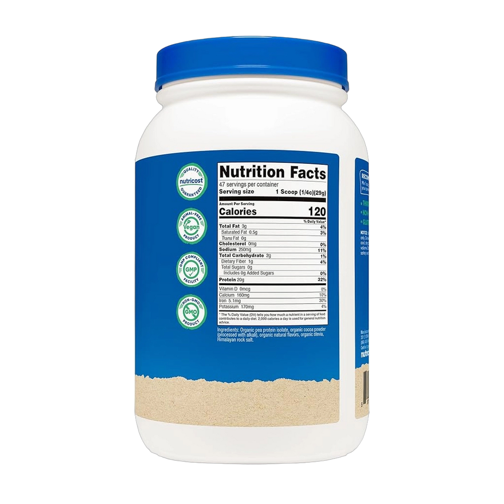 Nutricost, Organic, Pea Protein, Chocolate, 3 lb, 1,361 g