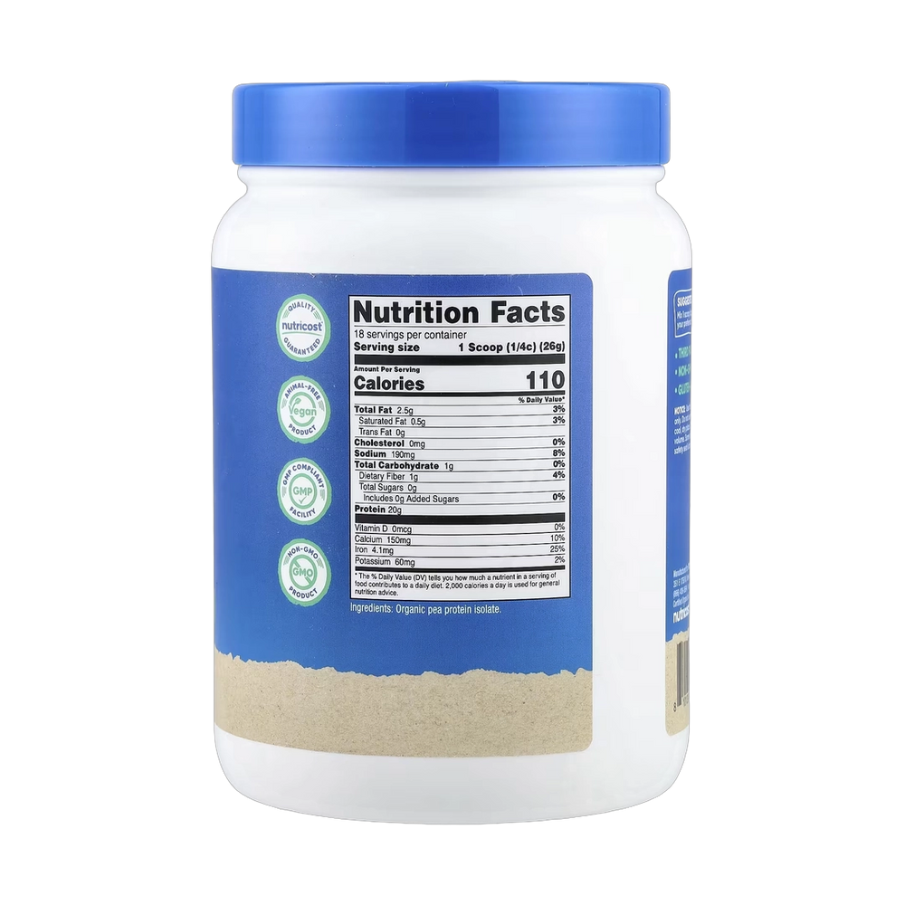 Nutricost, Organic Pea Protein, Unflavored, 1 lb, 454 g