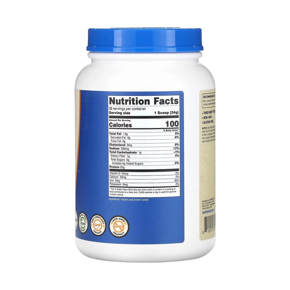 Nutricost, Organic Pea Protein, Unflavored, 2 lb, 907 g