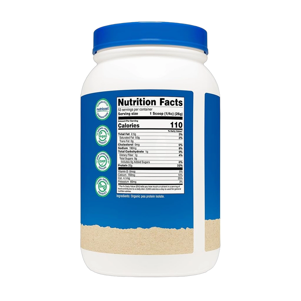 Nutricost, Organic, Pea Protein, Unflavored, 3 lb, 1,361 g