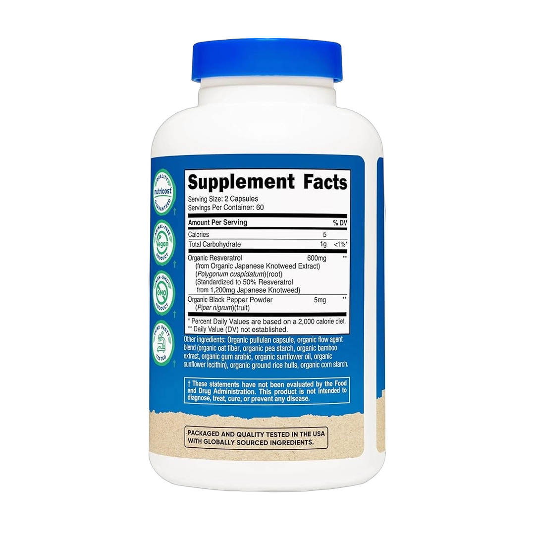 Nutricost, Organic Resveratrol, 600 mg, 120 Capsules